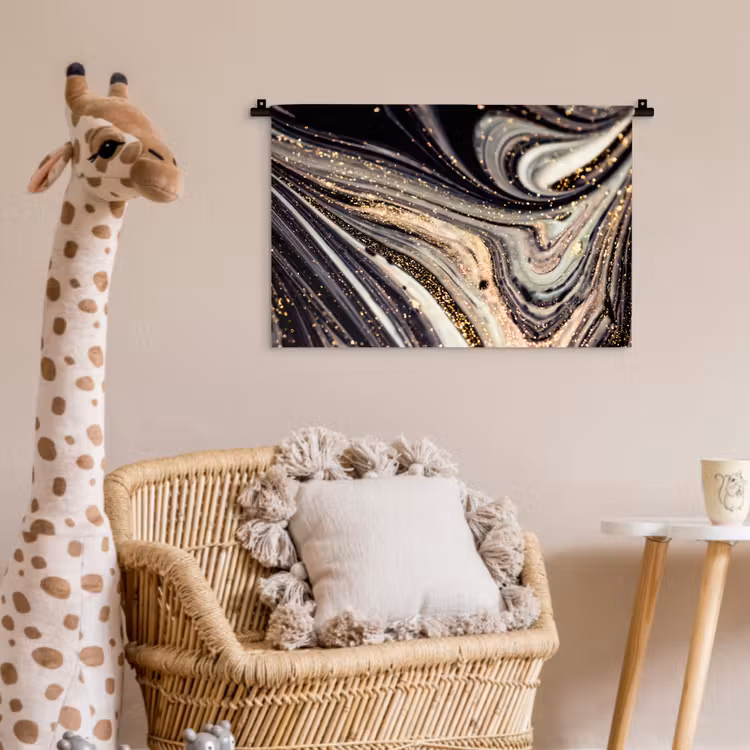 Wandkleed - Marmerlook - Zwart - Goud - Wit - Glitter - Marmer — 5