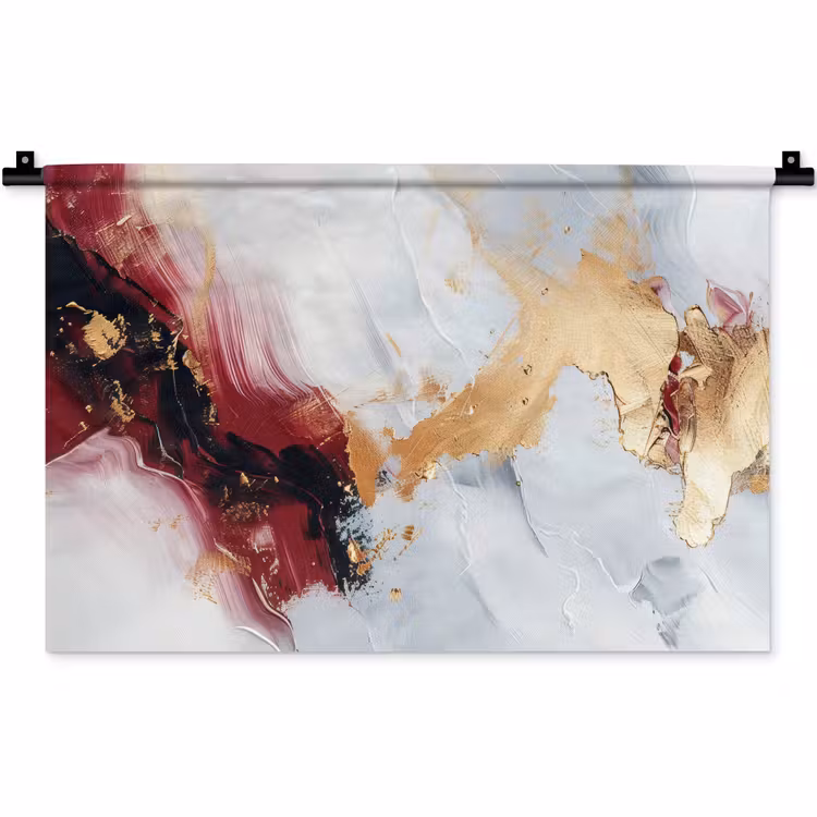 Wandkleed - Rood - Abstract - Goud - Modern — 1