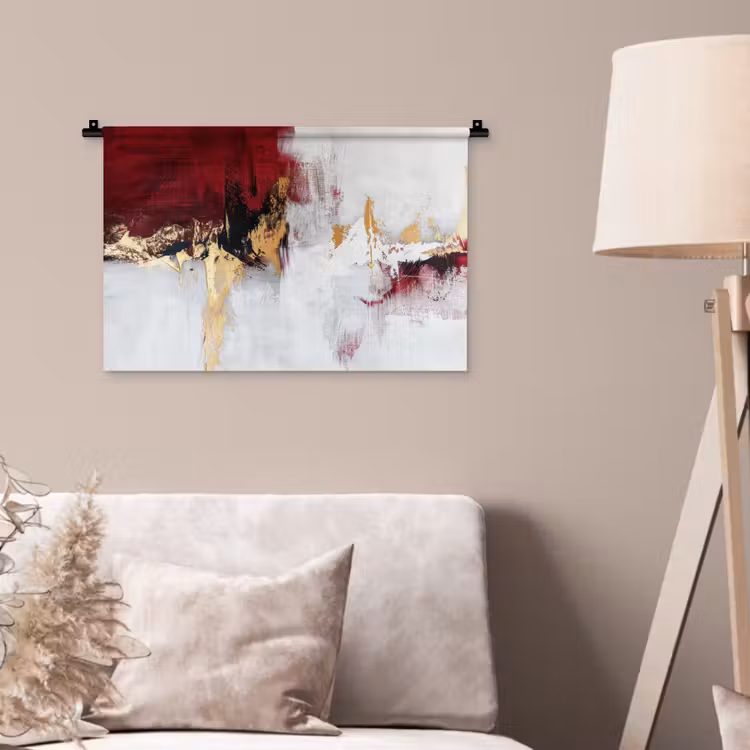 Wandkleed - Rood - Marmer - Abstract - Goud - Modern — 2