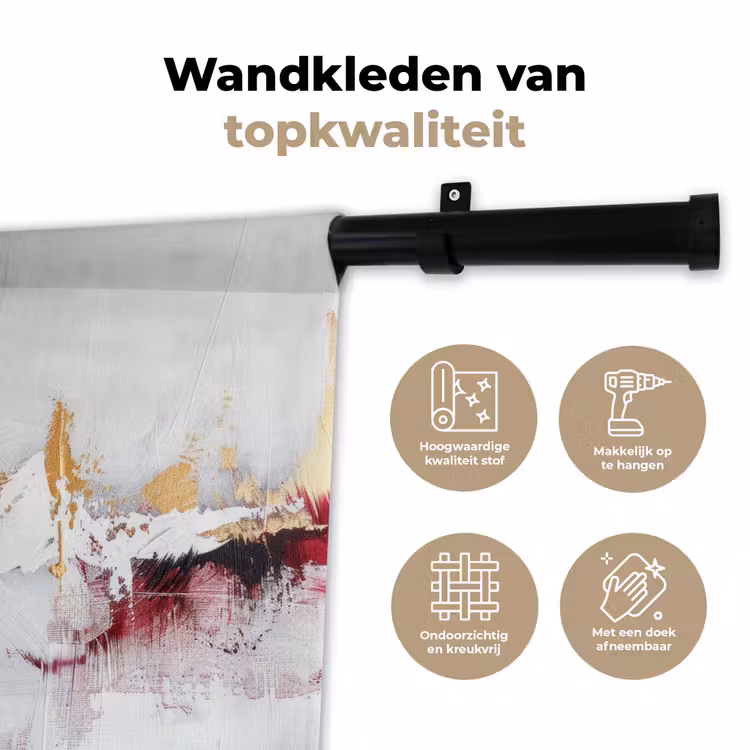 Wandkleed - Rood - Marmer - Abstract - Goud - Modern — 3
