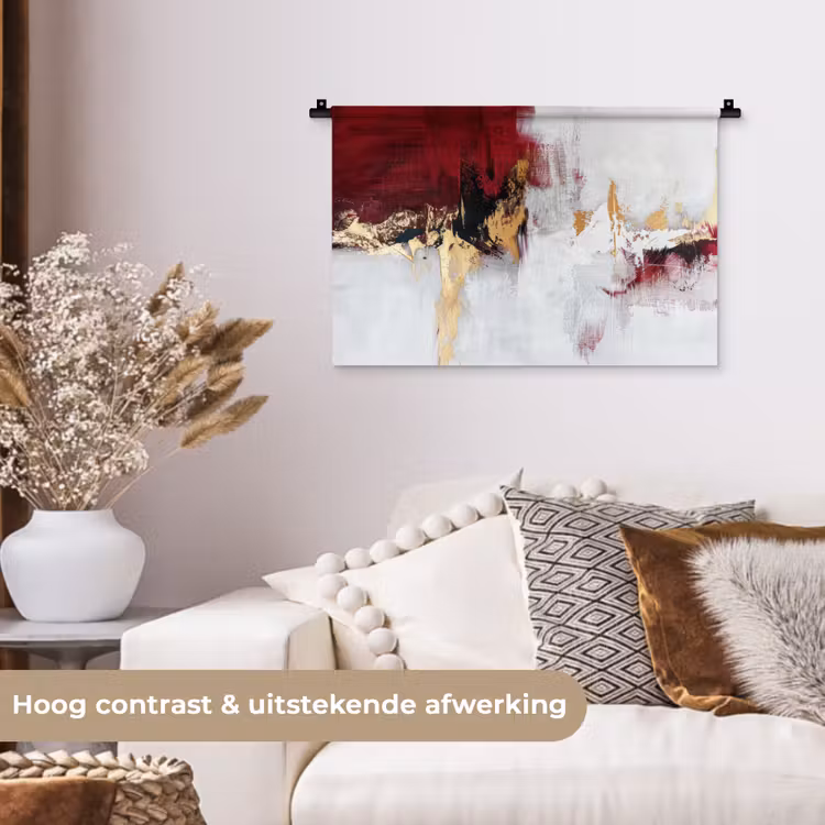 Wandkleed - Rood - Marmer - Abstract - Goud - Modern — 4