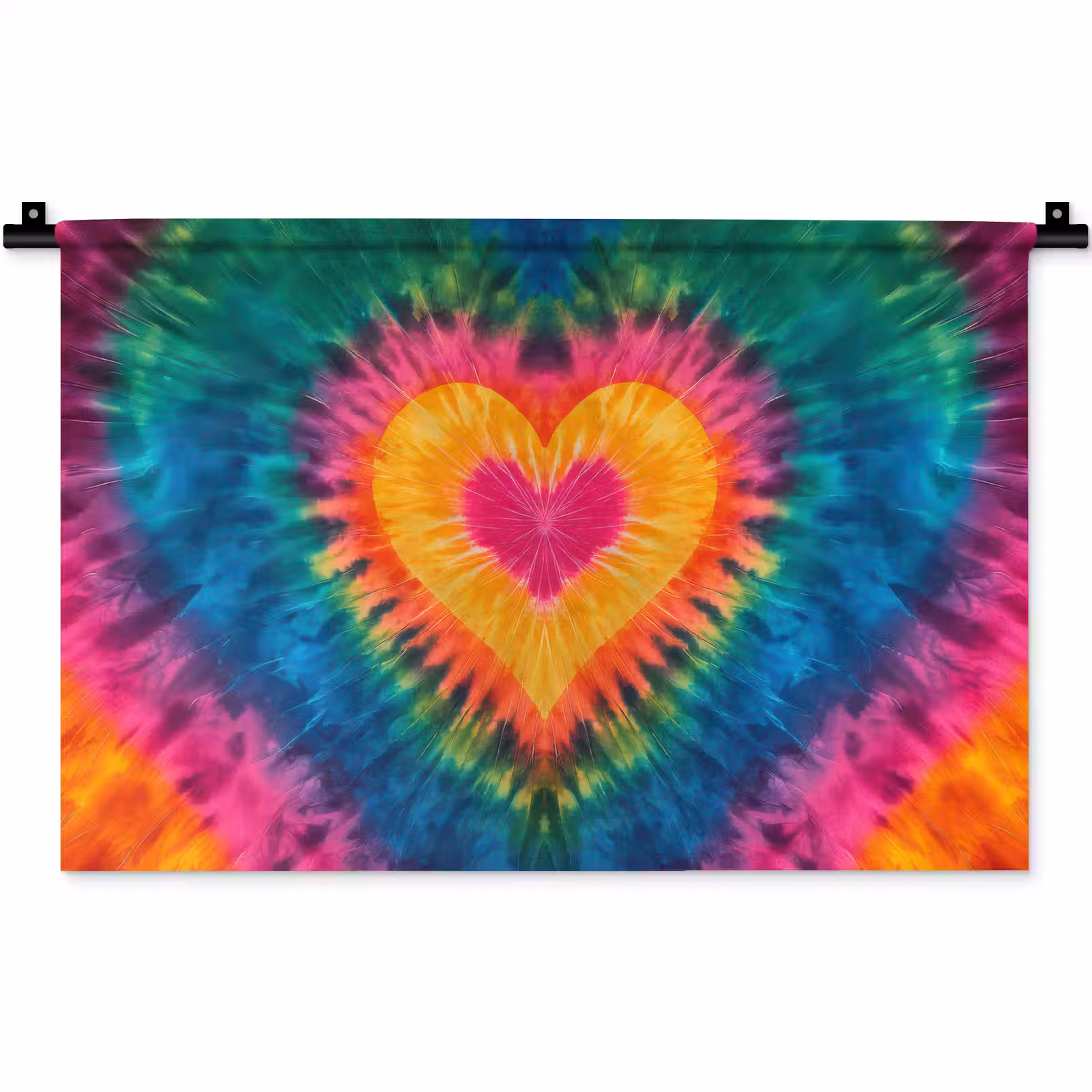 Wandkleed - Hart - Tie Dye - Kleurrijk — 1