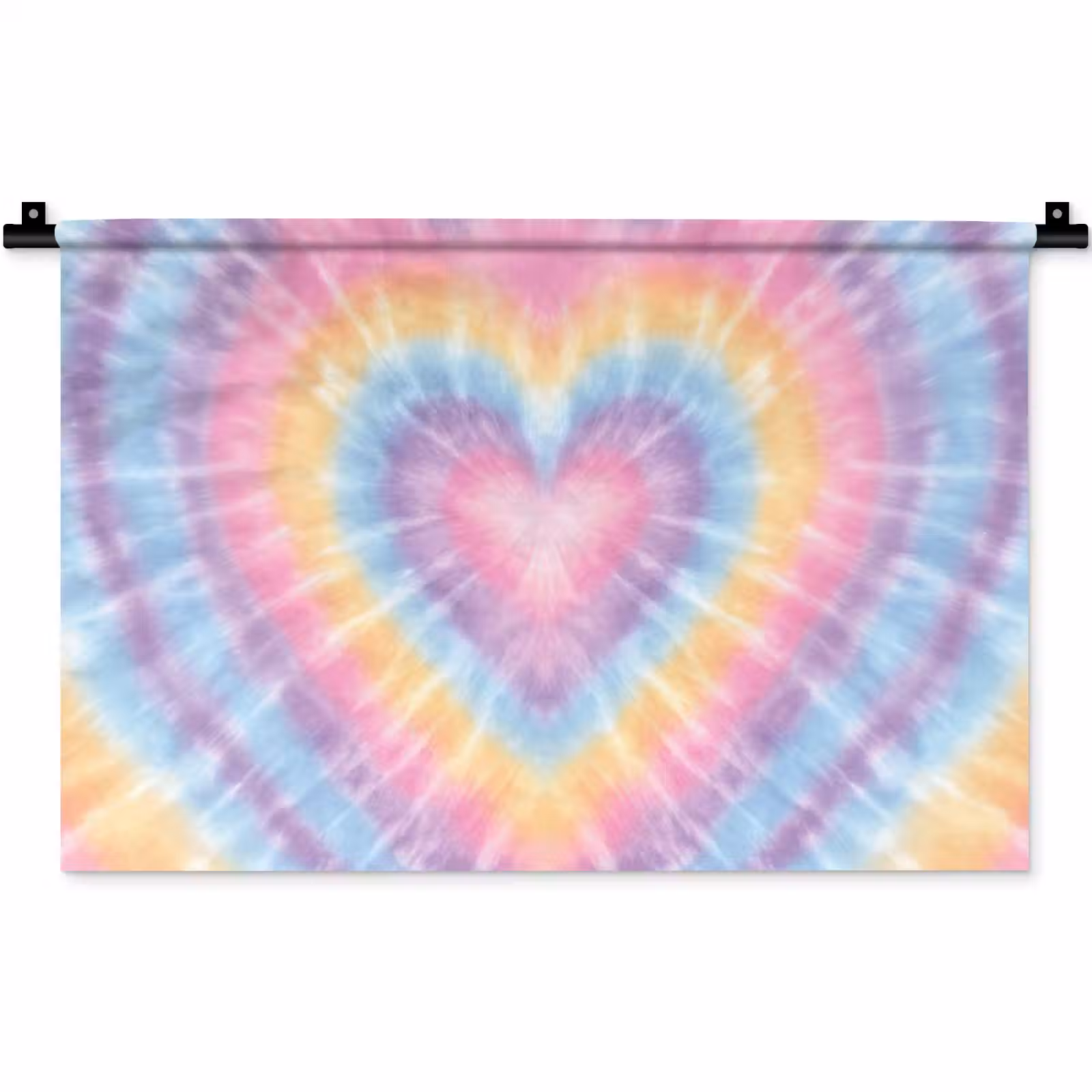 Wandkleed - Hartvorm - Pastelkleuren - Tie Dye — 1