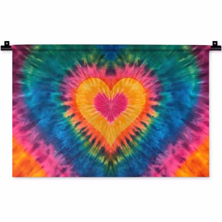 Wandkleed - Hart - Tie Dye - Kleurrijk — 1