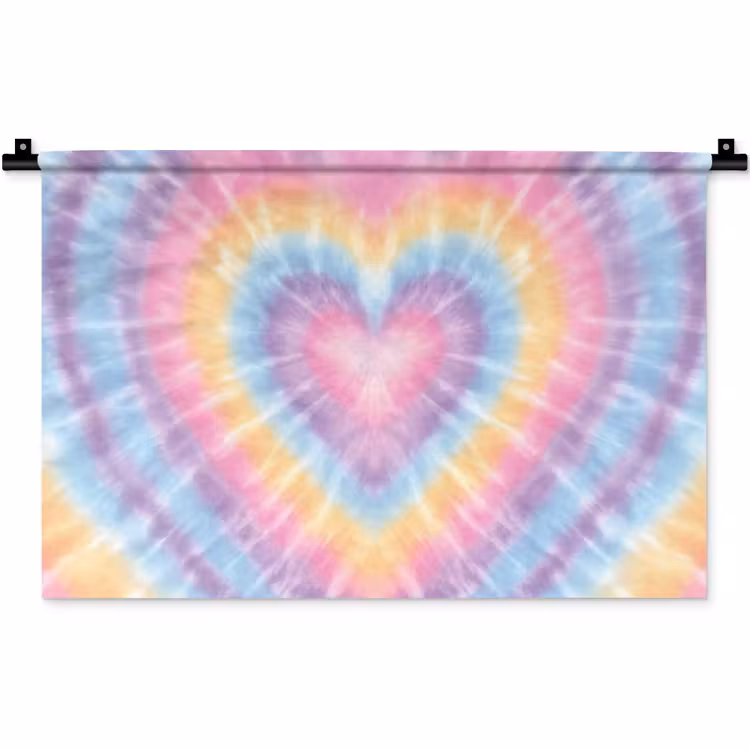 Wandkleed - Hartvorm - Pastelkleuren - Tie Dye — 1