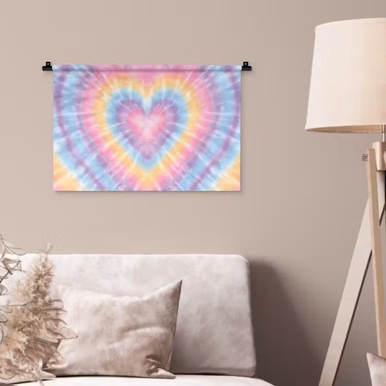Wandkleed - Hartvorm - Pastelkleuren - Tie Dye — 2