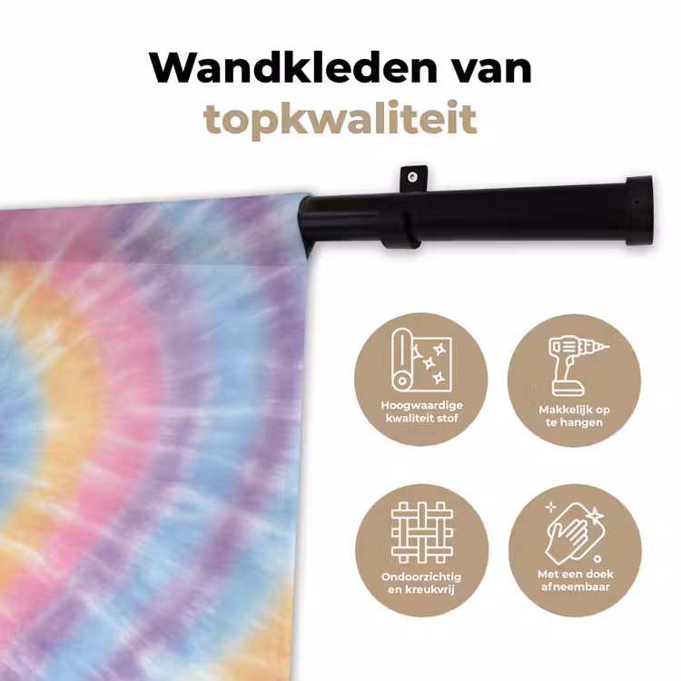 Wandkleed - Hartvorm - Pastelkleuren - Tie Dye — 3