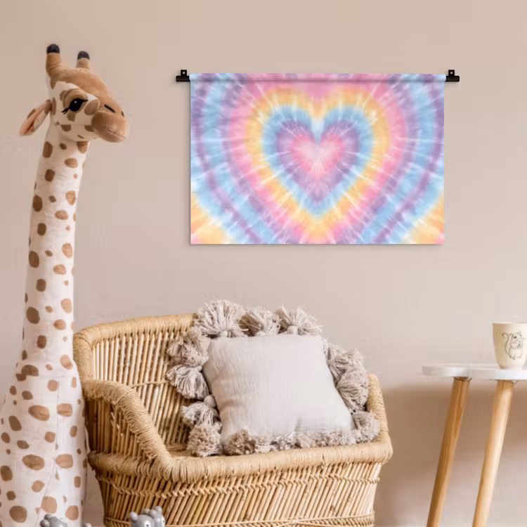Wandkleed - Hartvorm - Pastelkleuren - Tie Dye — 5