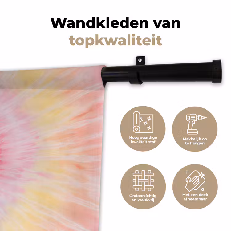 Wandkleed - Patroon - Tie Dye - Pasteltinten - Roze — 3