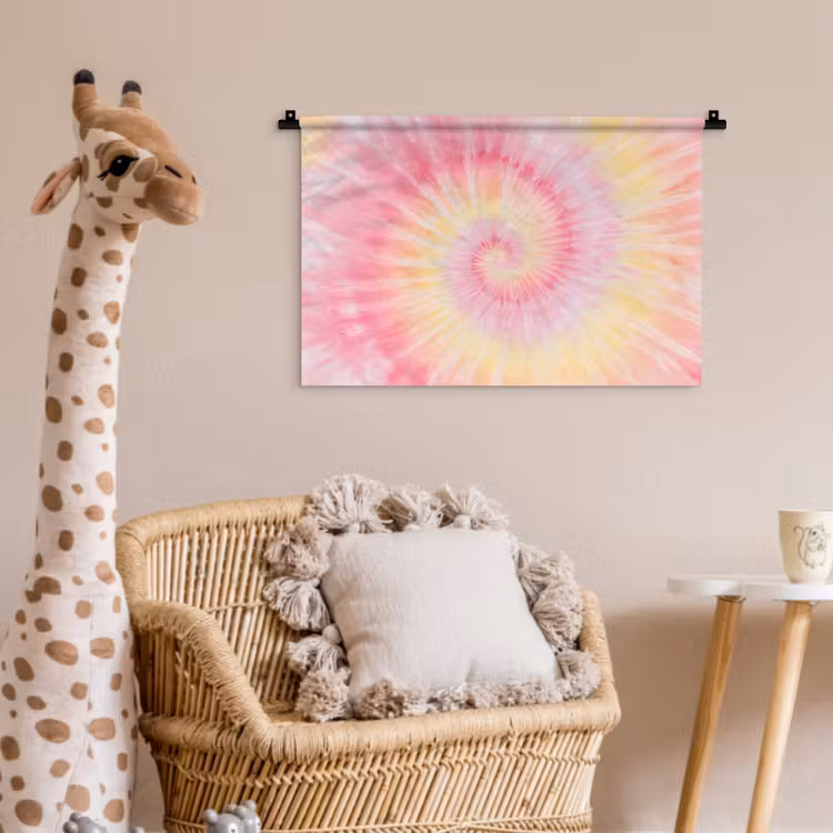 Wandkleed - Patroon - Tie Dye - Pasteltinten - Roze — 5