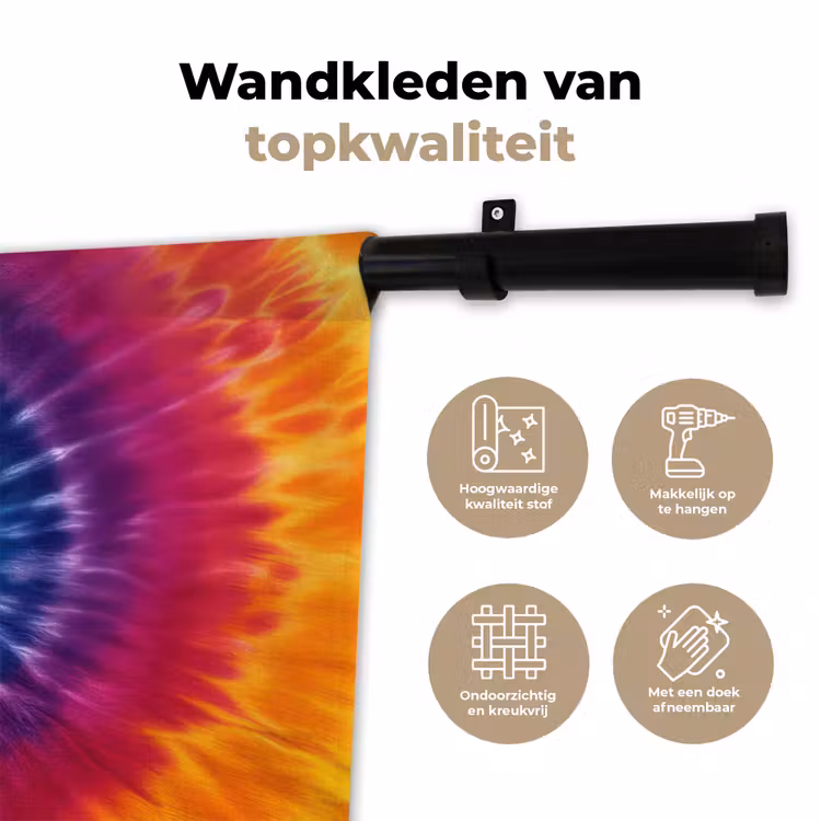 Wandkleed - Regenboogkleuren - Spiraal - Kleurrijk — 3