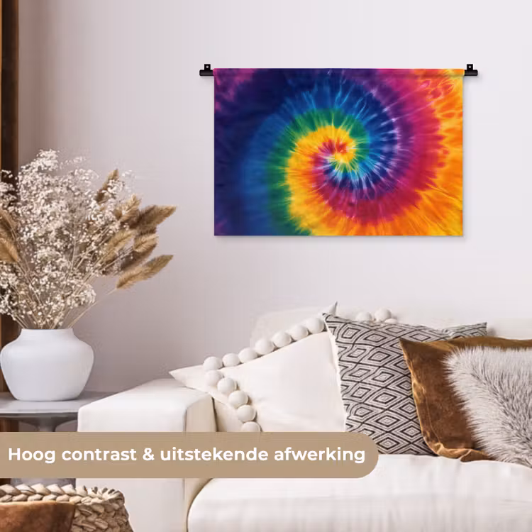Wandkleed - Regenboogkleuren - Spiraal - Kleurrijk — 4