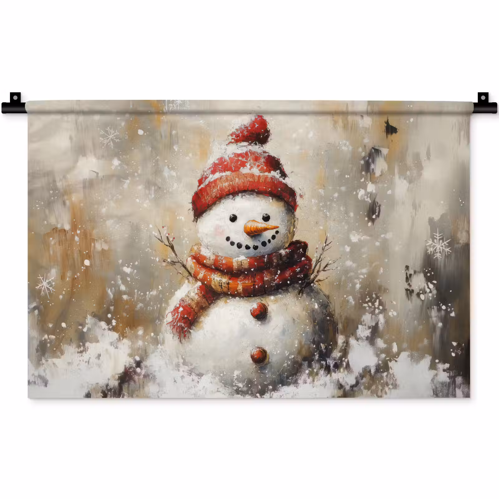 Wandkleed - Sneeuwpop - Winter - Sneeuw - Beige — 1