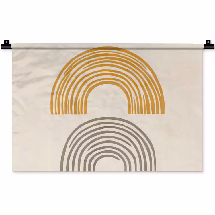 Wandkleed - Bogen - Lijnen - Oranje - Minimalistisch — 1