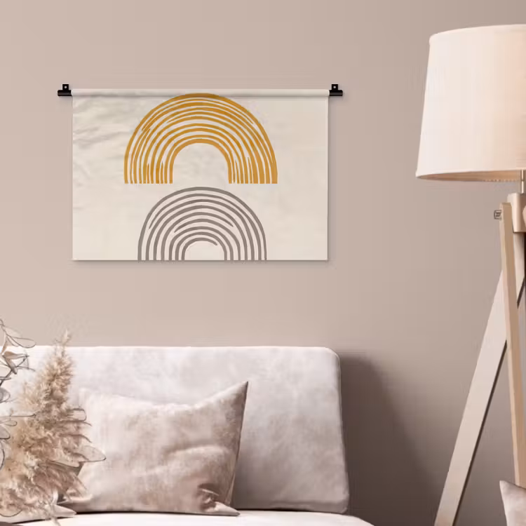 Wandkleed - Bogen - Lijnen - Oranje - Minimalistisch — 2
