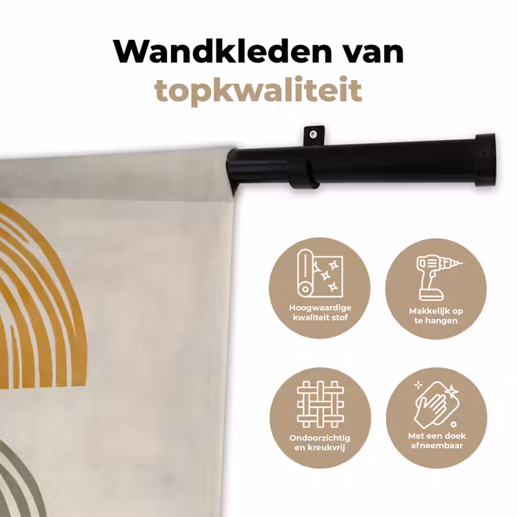 Wandkleed - Bogen - Lijnen - Oranje - Minimalistisch — 3