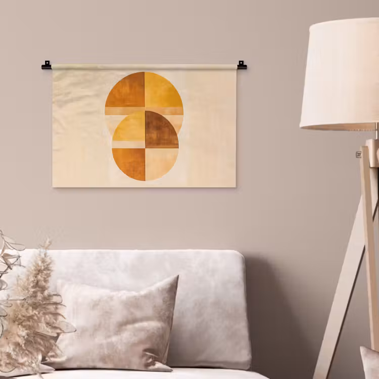 Wandkleed - Cirkels - Geel - Minimalistisch — 2