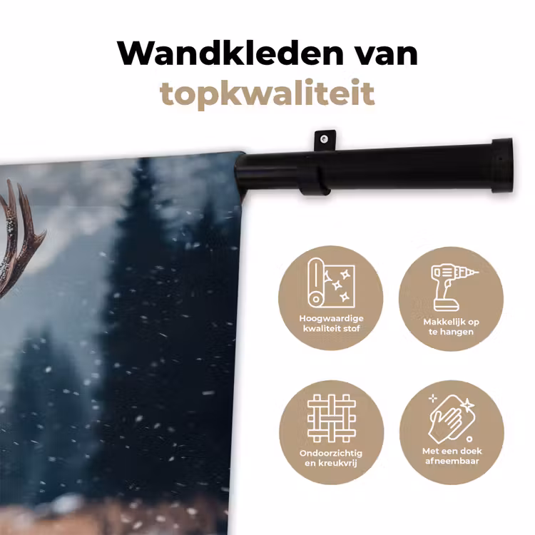 Wandkleed - Hert - Dieren - Landschap - Winter - Sneeuw — 3