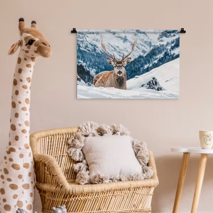 Wandkleed - Hert - Landschap - Winter - Natuur - Dieren - Bergen — 5