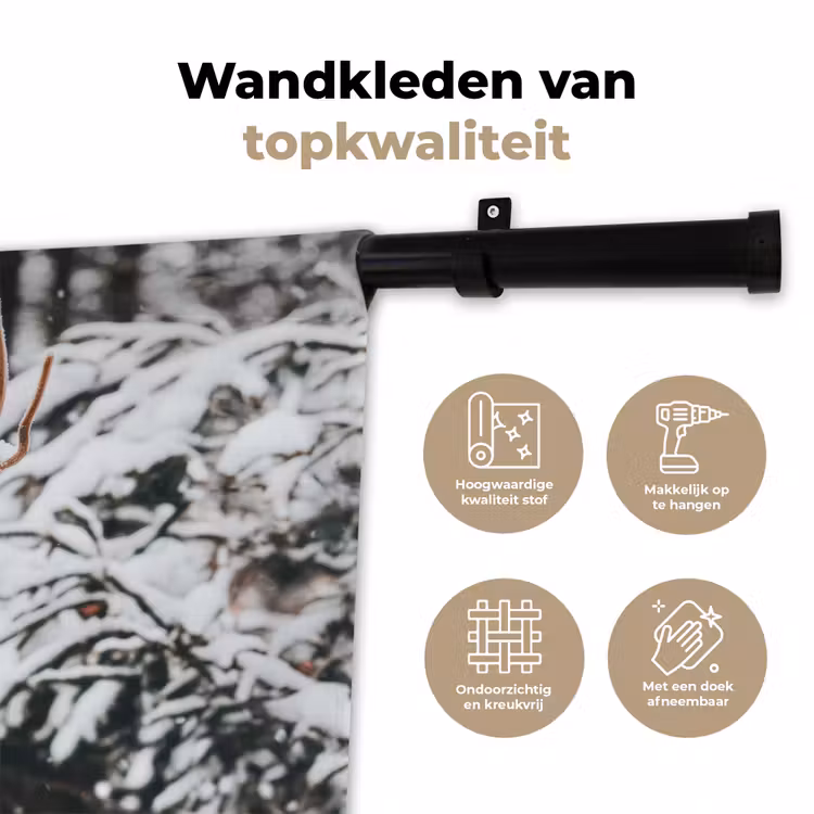 Wandkleed - Hert - Sneeuw - Winter - Bos - Dieren — 3