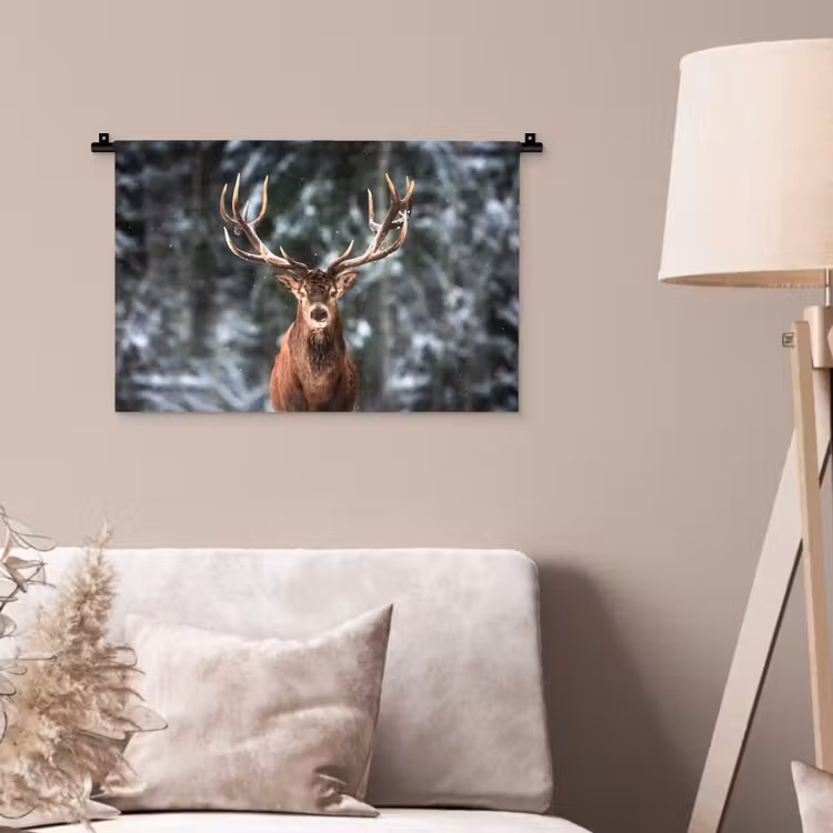 Wandkleed - Hert - Winter - Sneeuw - Bos - Natuur - Dier — 2