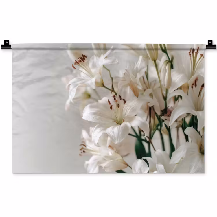 Wandkleed - Lelies - Boekte - Wit - Meeldraden — 1