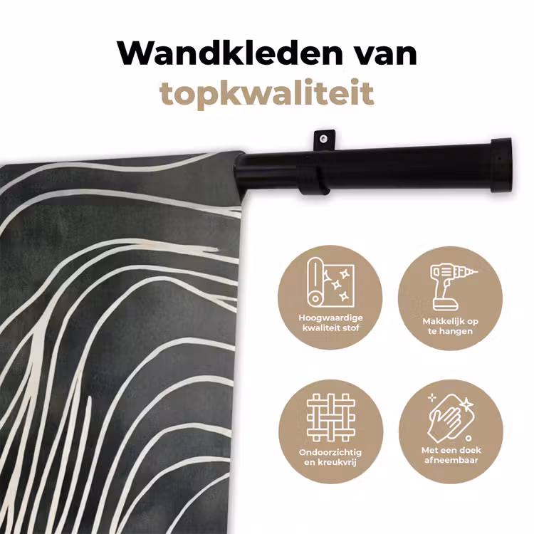 Wandkleed - Lijnen - Patroon - Abstract - Wit — 3