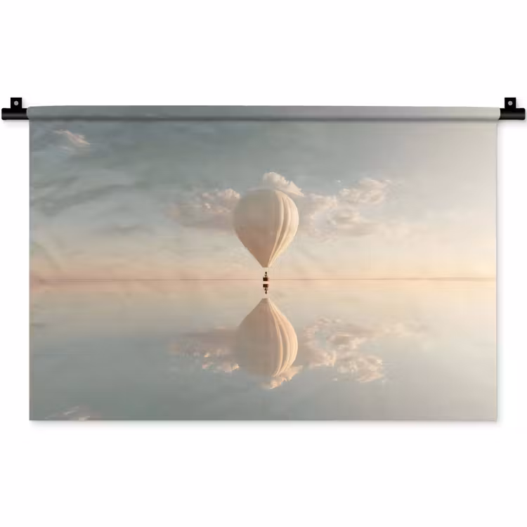 Wandkleed - Luchtballon - Wolken - Water - Blauw — 1