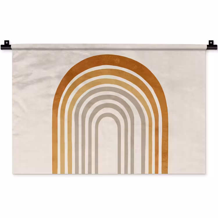 Wandkleed - Minimalistisch - Boog - Lijnen - Beige — 1