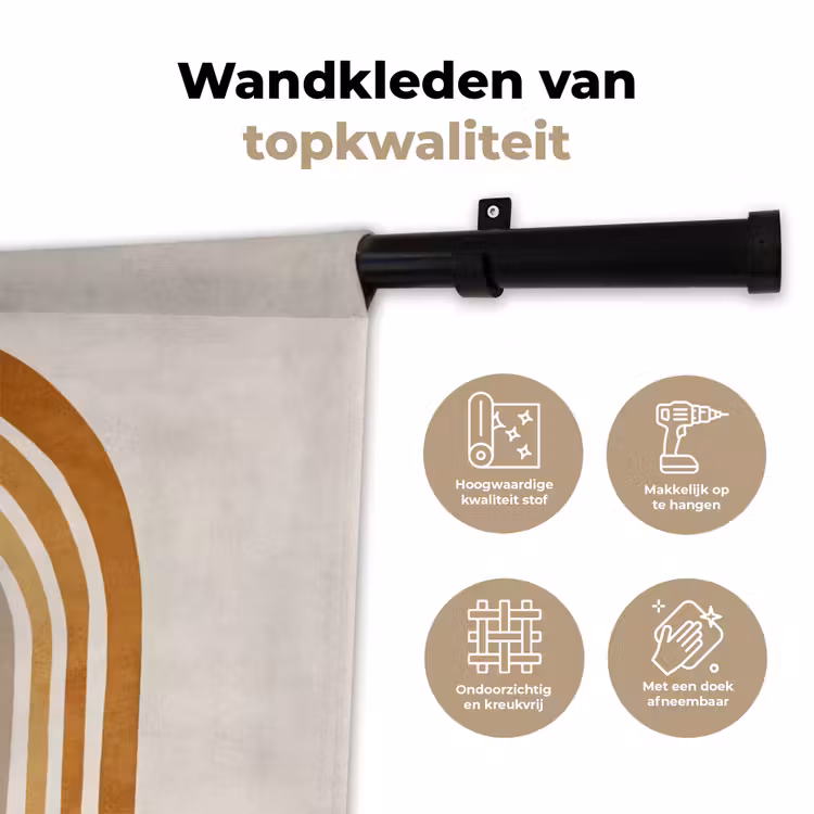 Wandkleed - Minimalistisch - Boog - Lijnen - Beige — 3