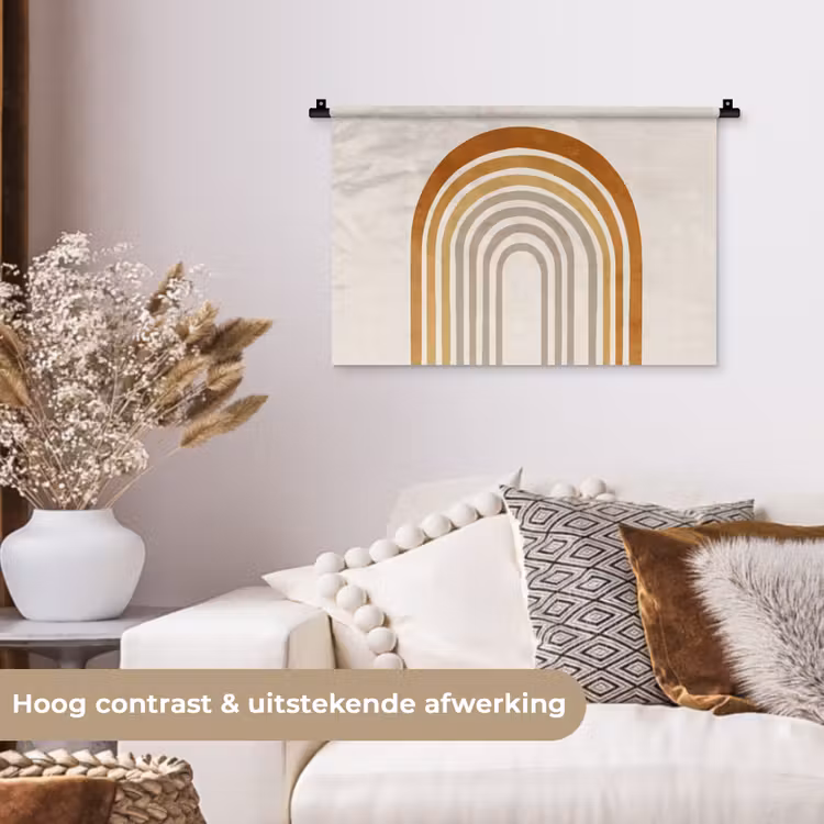 Wandkleed - Minimalistisch - Boog - Lijnen - Beige — 4