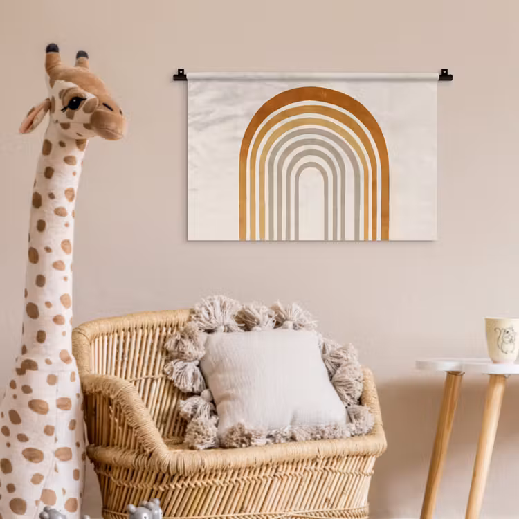 Wandkleed - Minimalistisch - Boog - Lijnen - Beige — 5