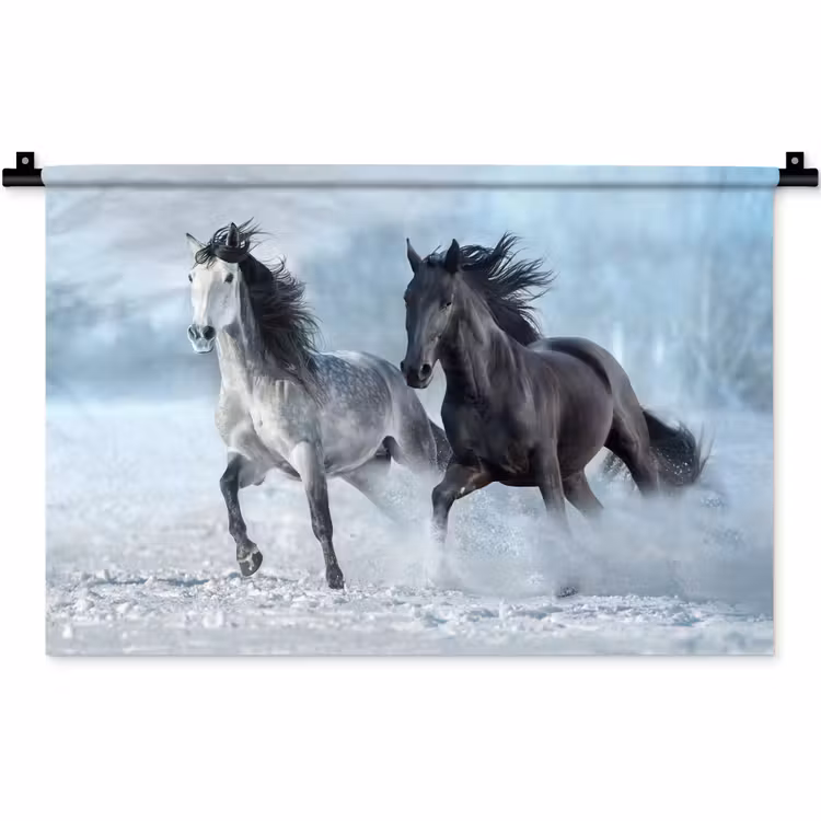 Wandkleed - Paarden - Winter - Dieren - Natuur - Sneeuw — 1
