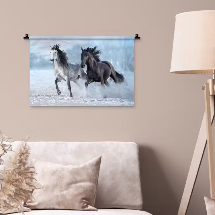 Wandkleed - Paarden - Winter - Dieren - Natuur - Sneeuw — 2