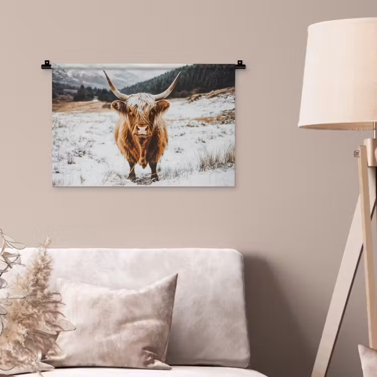 Wandkleed - Schotse Hooglander - Sneeuw - Winter - Dieren — 2
