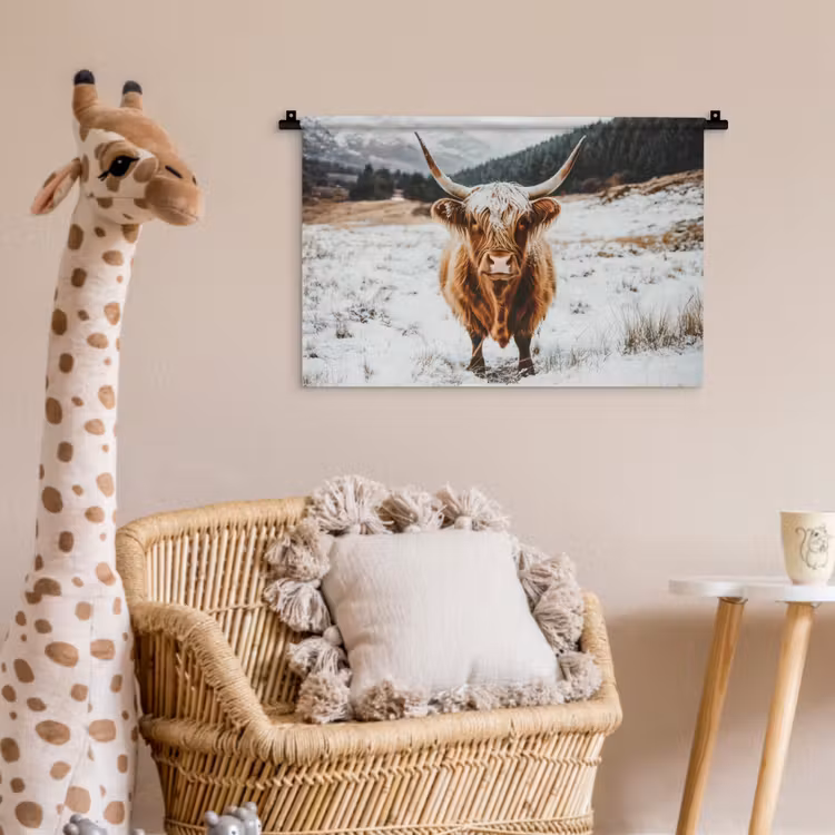 Wandkleed - Schotse Hooglander - Sneeuw - Winter - Dieren — 5