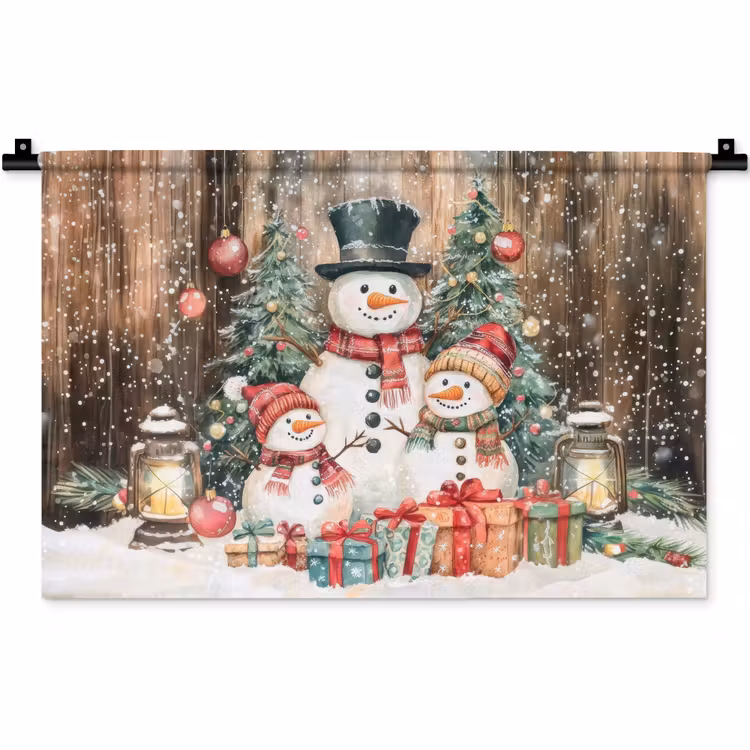 Wandkleed - Sneeuwpop - Familie - Kleurrijk — 1