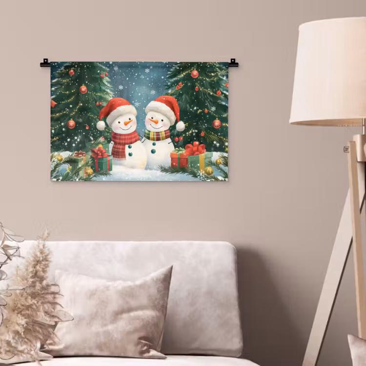 Wandkleed - Sneeuwpop - Kerstsneeuw - Groen - Rood — 2