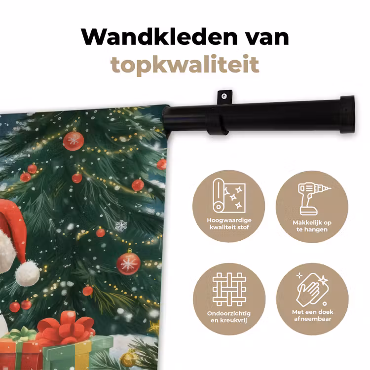 Wandkleed - Sneeuwpop - Kerstsneeuw - Groen - Rood — 3