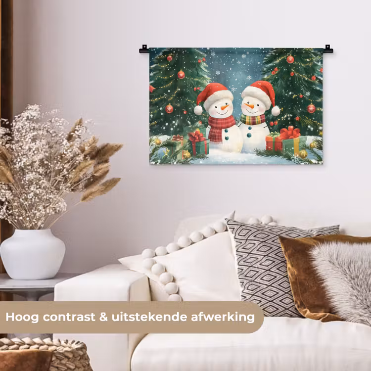 Wandkleed - Sneeuwpop - Kerstsneeuw - Groen - Rood — 4