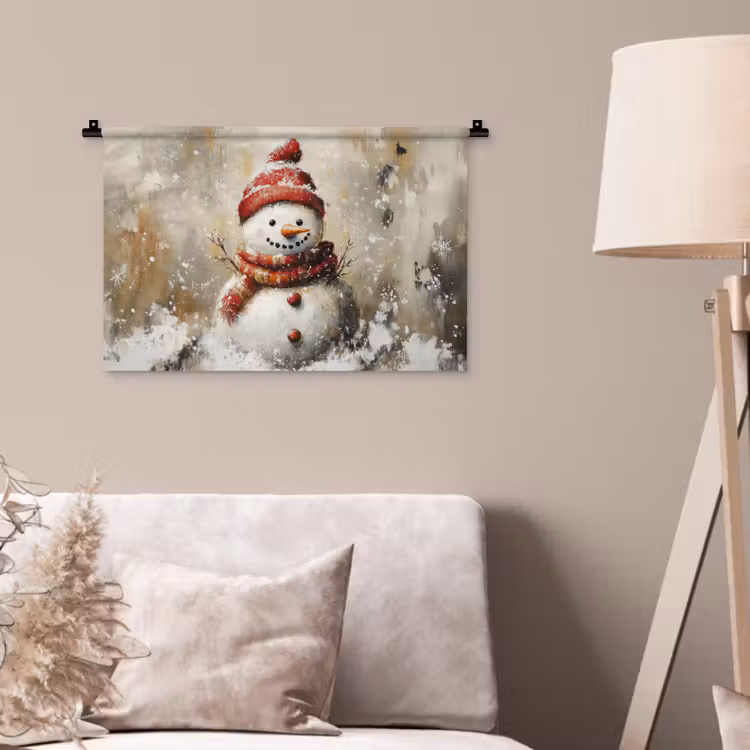 Wandkleed - Sneeuwpop - Winter - Sneeuw - Beige — 2