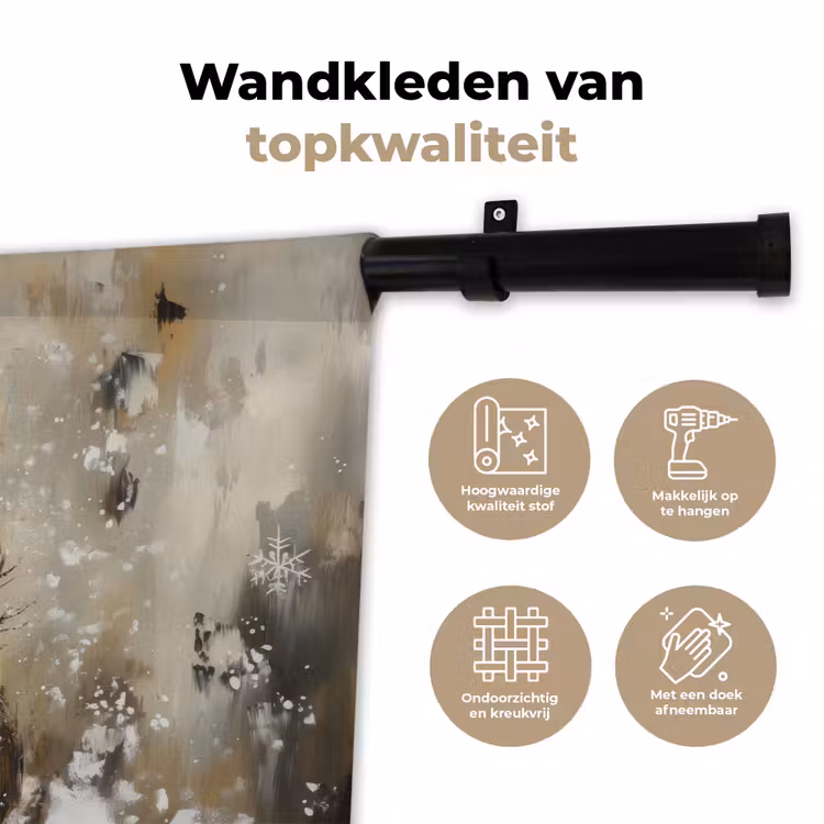 Wandkleed - Sneeuwpop - Winter - Sneeuw - Beige — 3