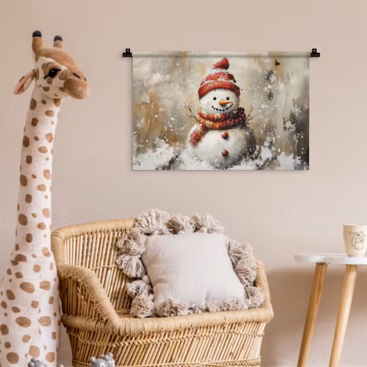 Wandkleed - Sneeuwpop - Winter - Sneeuw - Beige — 5