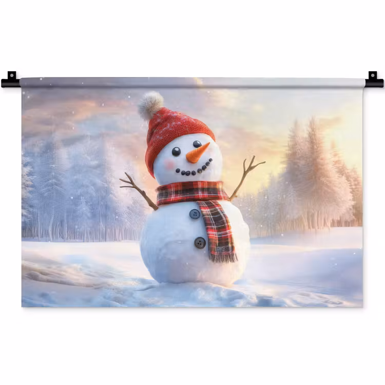 Wandkleed - Sneeuwpop - Zonsondergang - Wit — 1