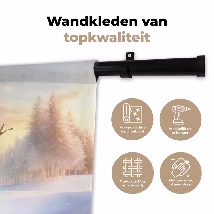 Wandkleed - Sneeuwpop - Zonsondergang - Wit — 3
