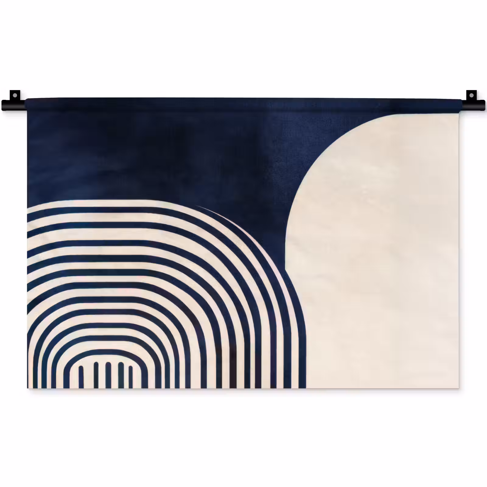Wandkleed - Donkerblauw - Abstract - Lijnen — 1