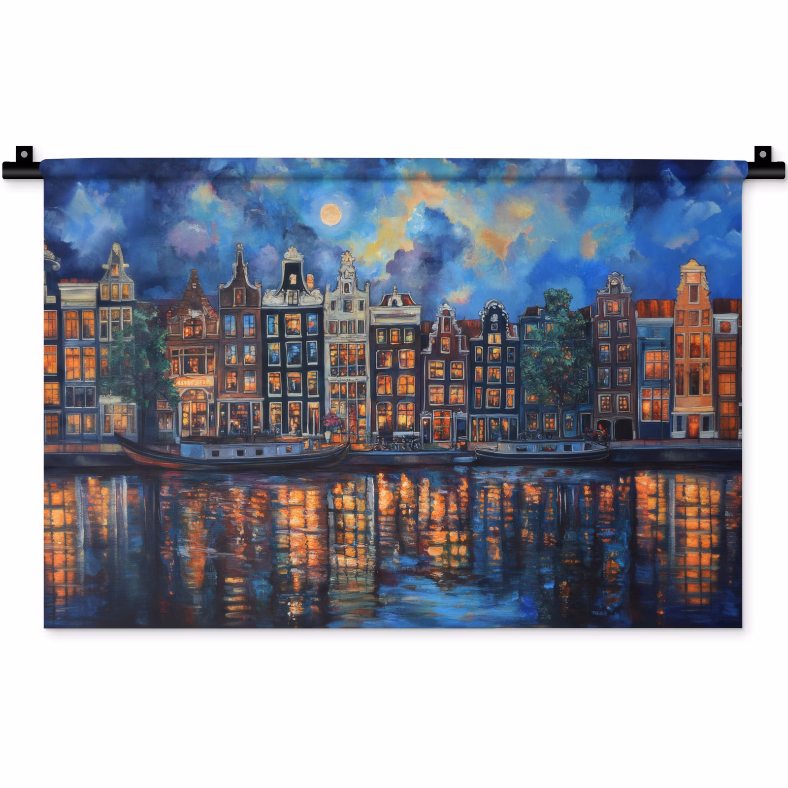Wandkleed - Grachten Amsterdam - Huizen - Stad - Kleurrijk — 1
