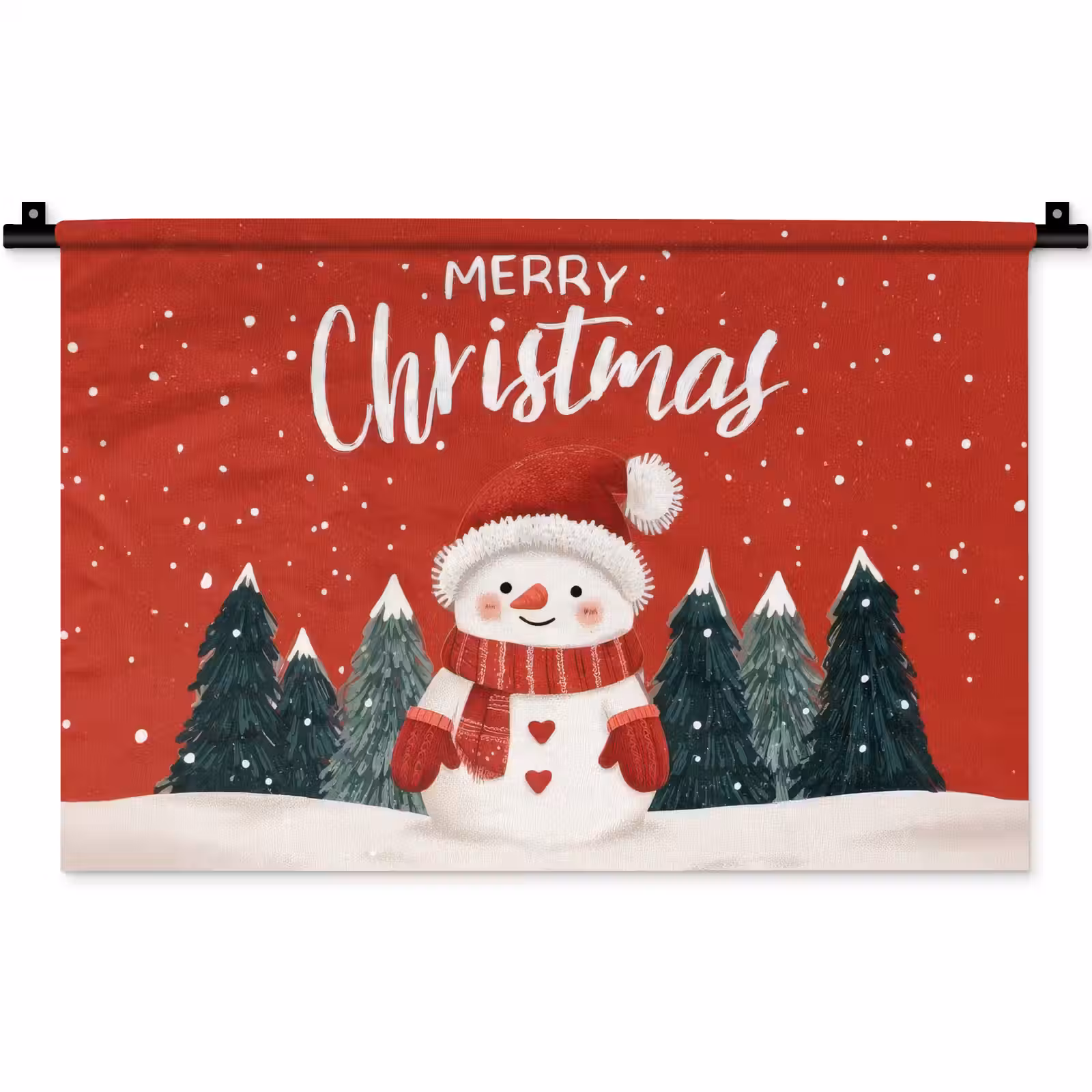 Wandkleed - Kerstgroet - Sneeuw - Rood — 1