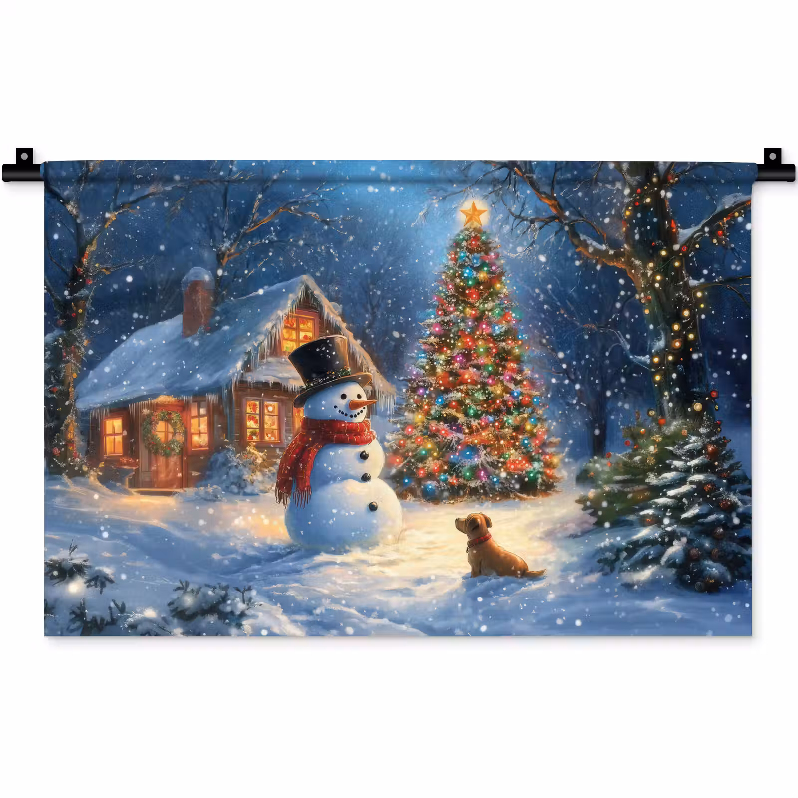 Wandkleed - Kerstwonder - Winteravond - Kleurrijk — 1