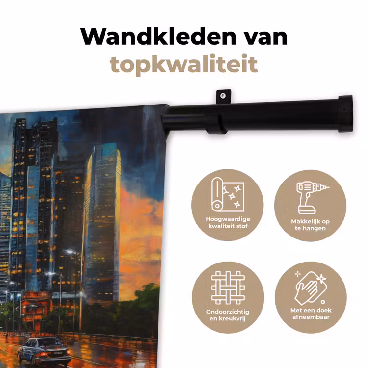 Wandkleed - Auto - Skyline - Zon - Blauw — 3